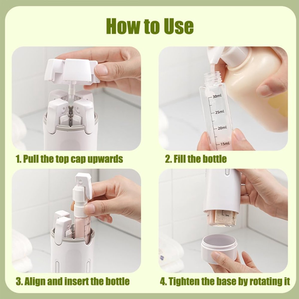 Travinoza - 4-in 1 Travel Dispenser